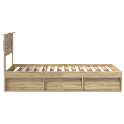 vidaXL Bettrahmen Sonoma-Eiche 75 x 190 cm Massives Kiefernholz