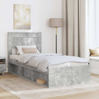 vidaXL Bettrahmen Beton Grau 75 x 190 cm Massives Kiefernholz