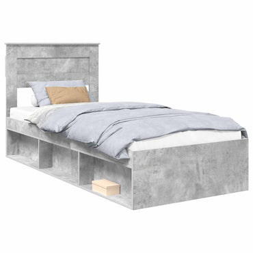 vidaXL Bettrahmen Beton Grau 75 x 190 cm Massives Kiefernholz
