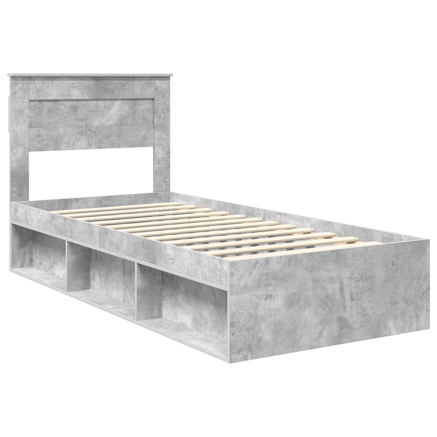 vidaXL Bettrahmen Beton Grau 75 x 190 cm Massives Kiefernholz