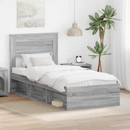 vidaXL Bettrahmen Graues Sonoma 75 x 190 cm Massives Kiefernholz