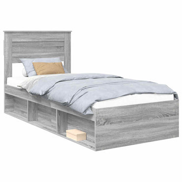 vidaXL Bettrahmen Graues Sonoma 75 x 190 cm Massives Kiefernholz