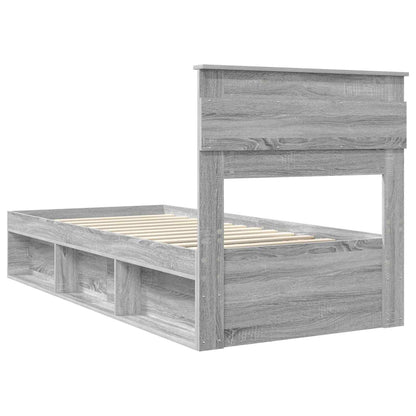 vidaXL Bettrahmen Graues Sonoma 75 x 190 cm Massives Kiefernholz