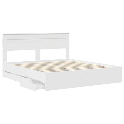 vidaXL Bettrahmen mit Schubladen Weiß 200 x 200 cm Ingenieurs Holz