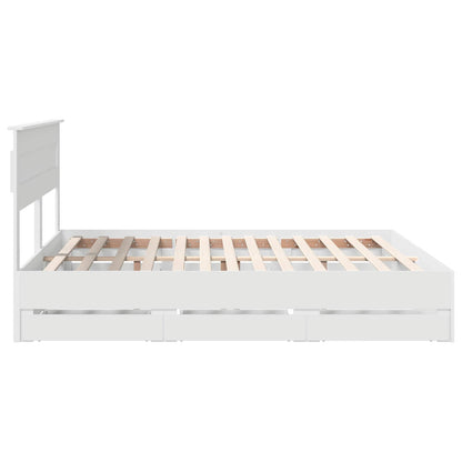 vidaXL Bettrahmen mit Schubladen Weiß 200 x 200 cm Ingenieurs Holz