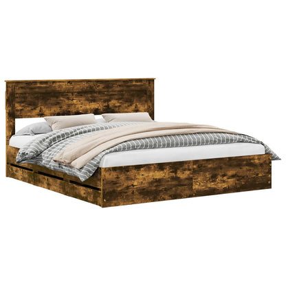 Bettrahmen Geräucherte Eiche 200 x 200 cm Ingenieurs Holz