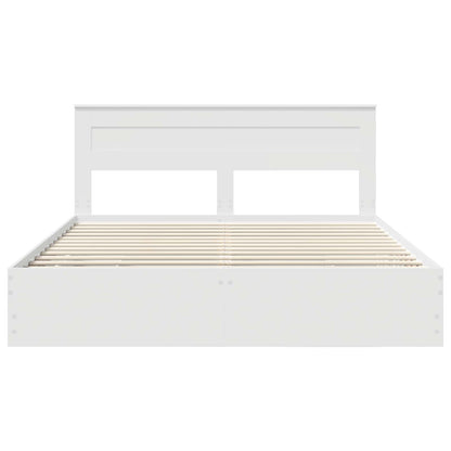 Bettrahmen mit Schubladen Weiß 180 x 200 cm Ingenieurs Holz