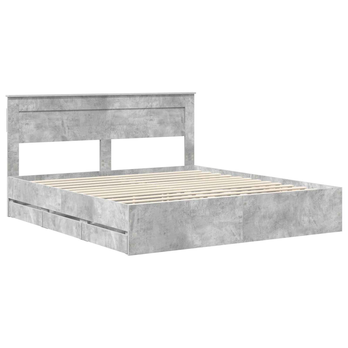 vidaXL Bettrahmen mit Kopfteil Beton Grau 180 x 200 cm Ingenieurs Holz