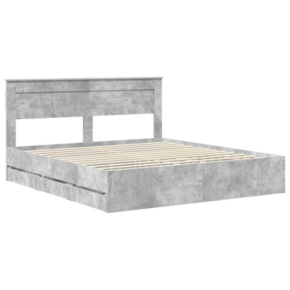 vidaXL Bettrahmen mit Kopfteil Beton Grau 180 x 200 cm Ingenieurs Holz