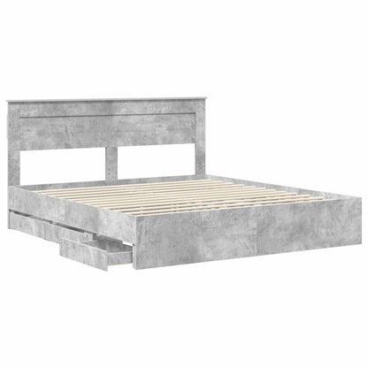 vidaXL Bettrahmen mit Kopfteil Beton Grau 180 x 200 cm Ingenieurs Holz