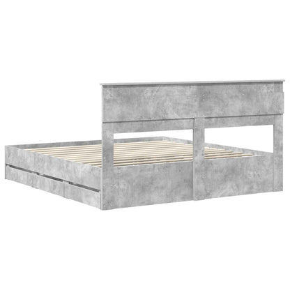 vidaXL Bettrahmen mit Kopfteil Beton Grau 180 x 200 cm Ingenieurs Holz