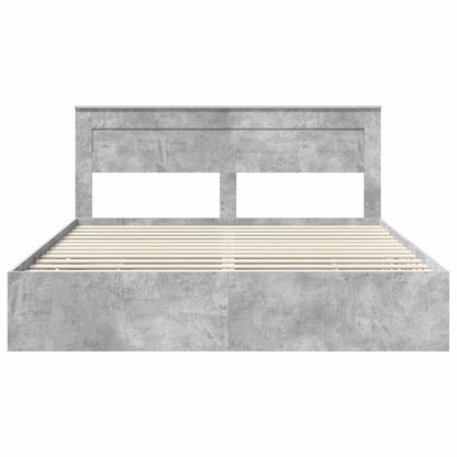vidaXL Bettrahmen mit Kopfteil Beton Grau 180 x 200 cm Ingenieurs Holz
