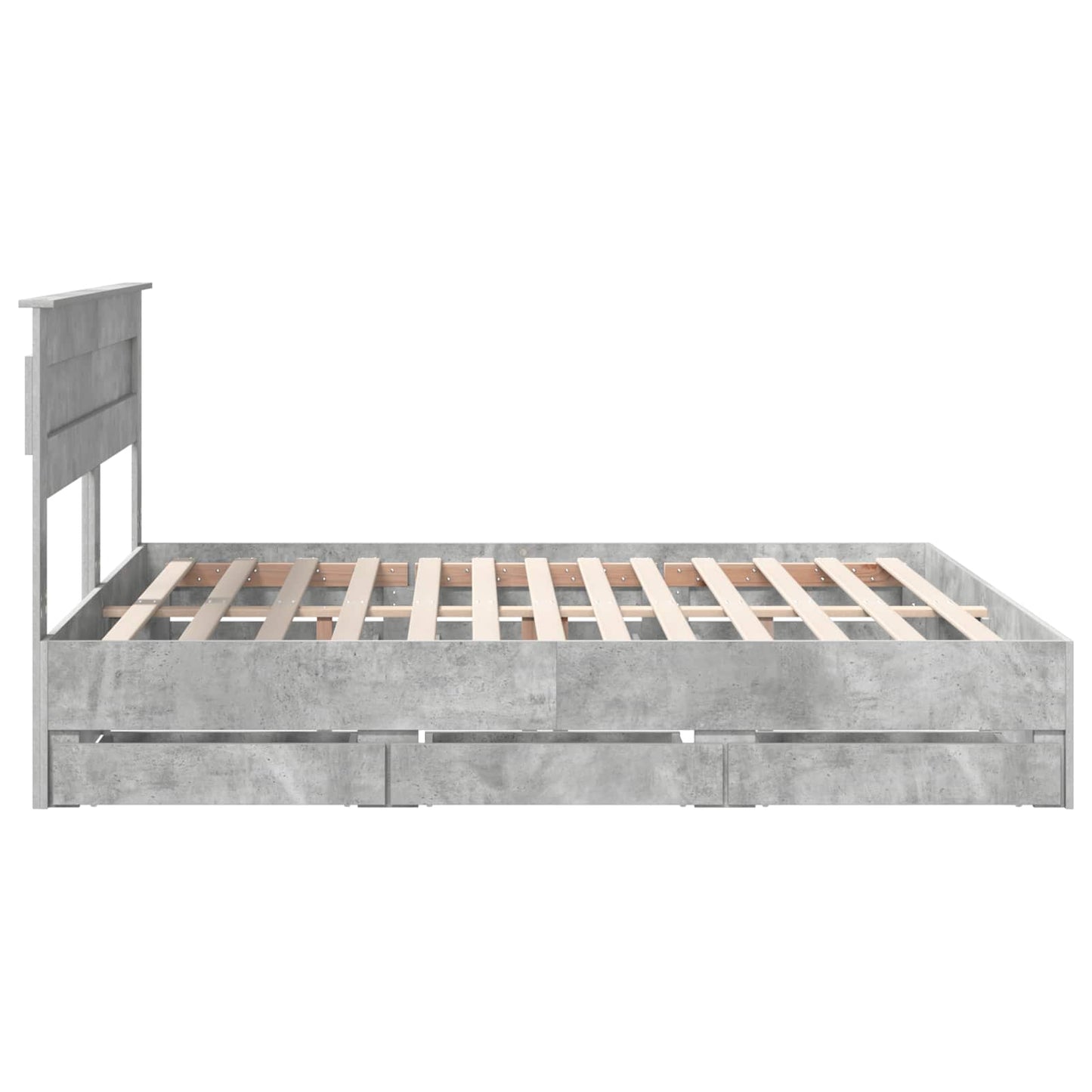 vidaXL Bettrahmen mit Kopfteil Beton Grau 180 x 200 cm Ingenieurs Holz