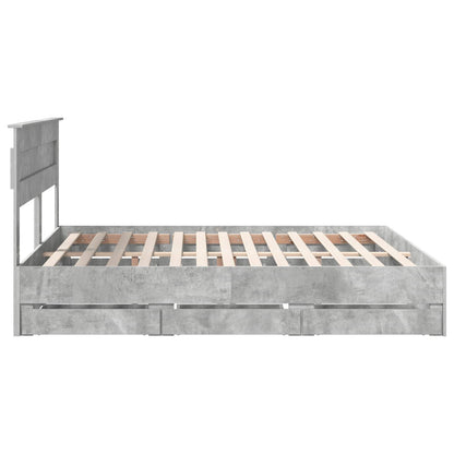 vidaXL Bettrahmen mit Kopfteil Beton Grau 180 x 200 cm Ingenieurs Holz