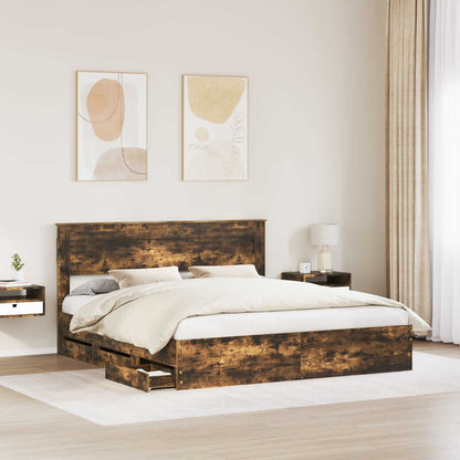 vidaXL Bettrahmen Geräucherte Eiche 180 x 200 cm Ingenieurs Holz