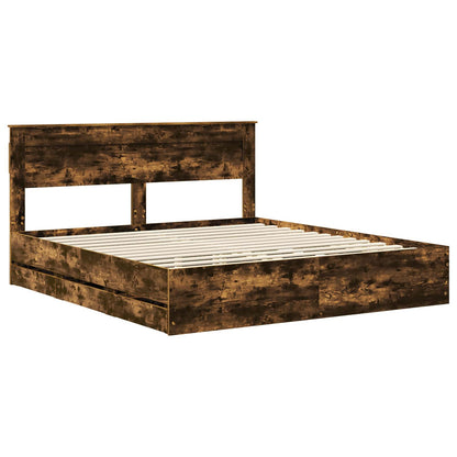 vidaXL Bettrahmen Geräucherte Eiche 180 x 200 cm Ingenieurs Holz