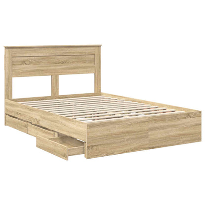 vidaXL Bettrahmen Sonoma-Eiche 160 x 200 cm Ingenieurs Holz