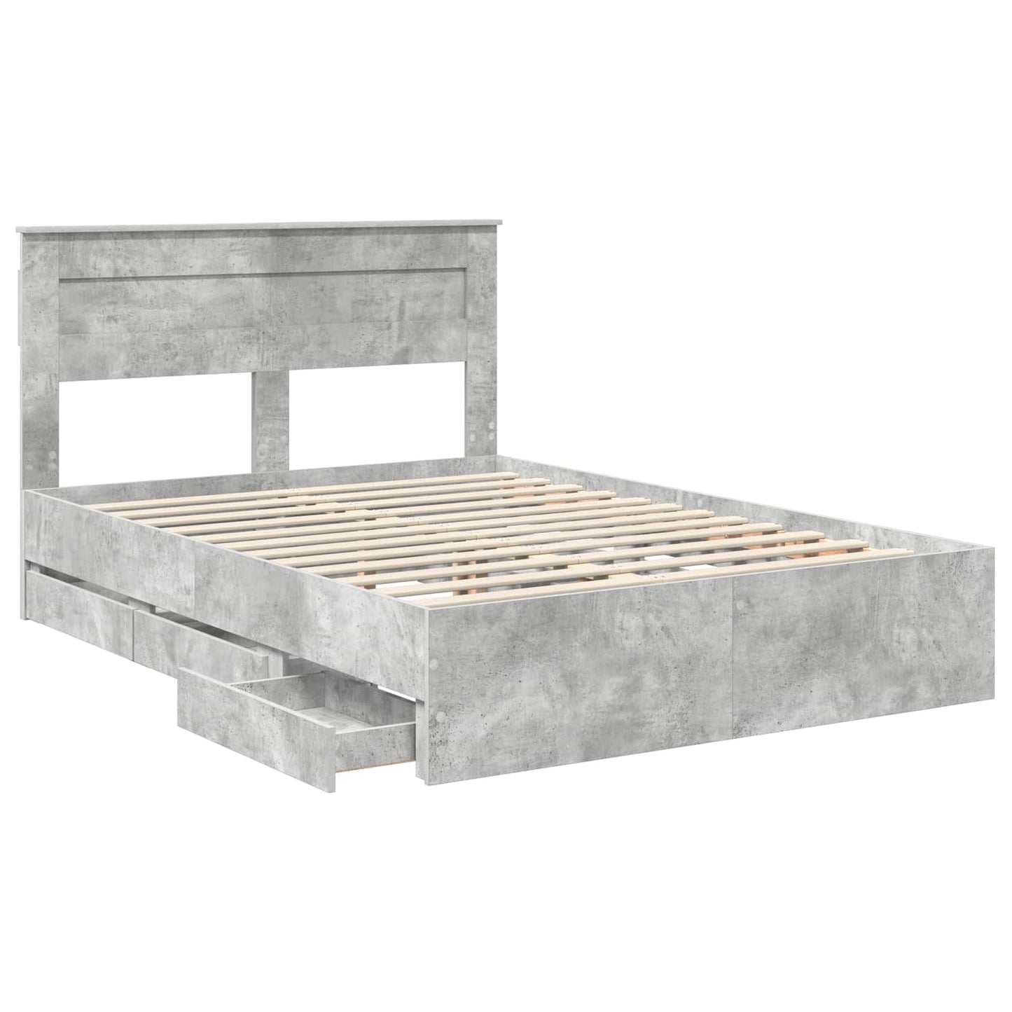vidaXL Bettrahmen mit Kopfteil Beton Grau 160 x 200 cm Ingenieurs Holz