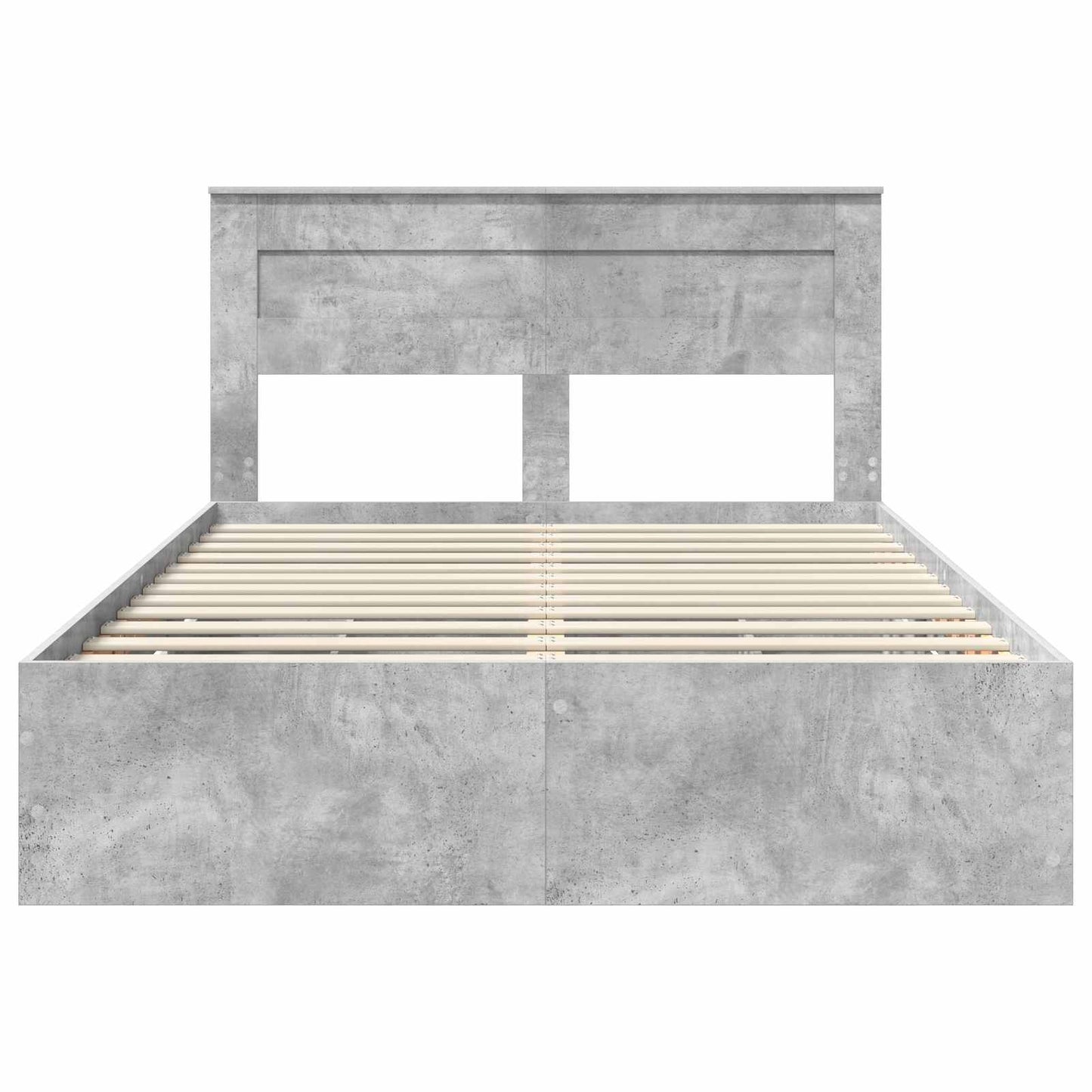 vidaXL Bettrahmen mit Kopfteil Beton Grau 150 x 200 cm Ingenieurs Holz