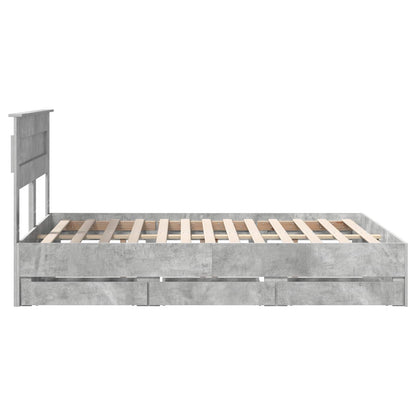vidaXL Bettrahmen mit Kopfteil Beton Grau 150 x 200 cm Ingenieurs Holz