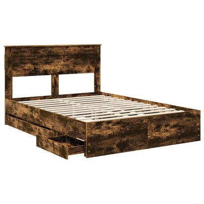 vidaXL Bettrahmen Geräucherte Eiche 150 x 200 cm Ingenieurs Holz
