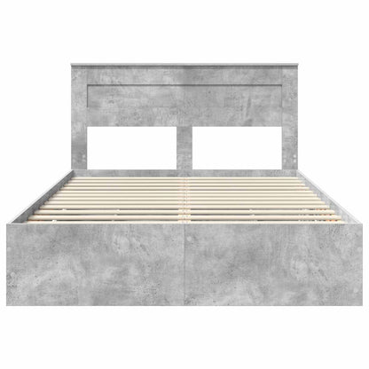 vidaXL Bettrahmen mit Kopfteil Beton Grau 140 x 190 cm Ingenieurs Holz