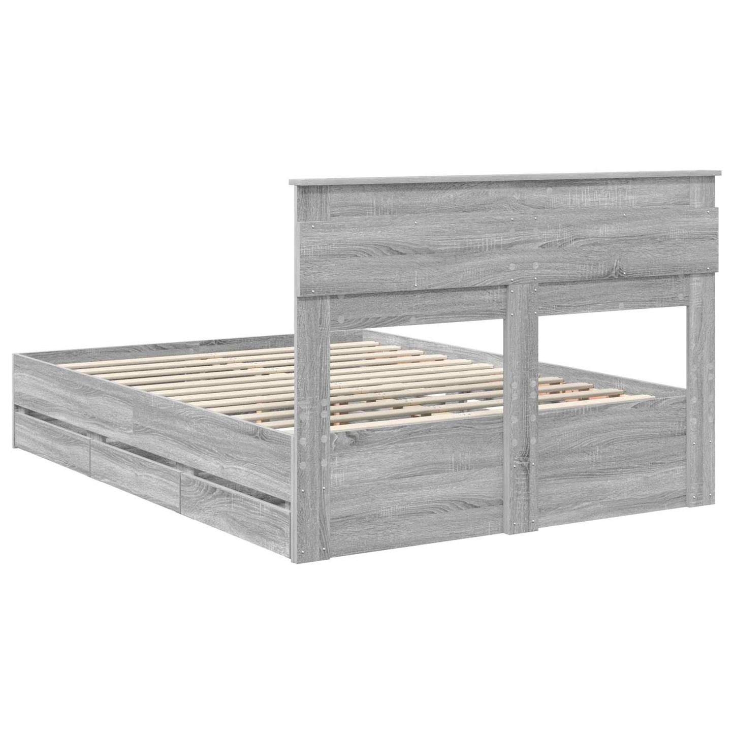 vidaXL Bettrahmen Graues Sonoma 140 x 190 cm Ingenieurs Holz