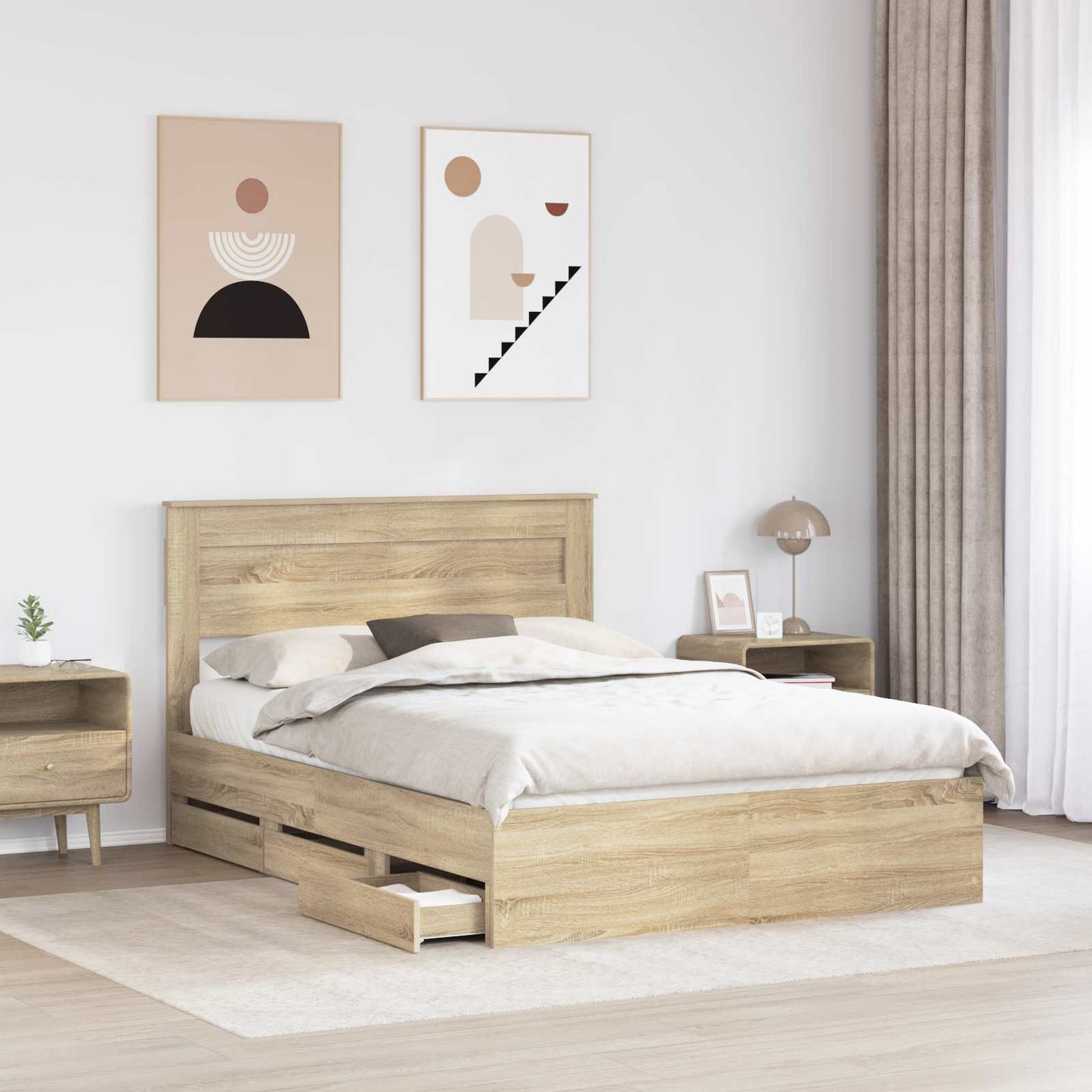 vidaXL Bettrahmen Sonoma-Eiche 140 x 200 cm Ingenieurs Holz
