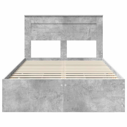 vidaXL Bettrahmen mit Kopfteil Beton Grau 135 x 190 cm Ingenieurs Holz