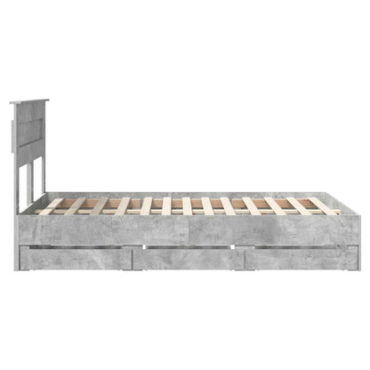 vidaXL Bettrahmen mit Kopfteil Beton Grau 135 x 190 cm Ingenieurs Holz