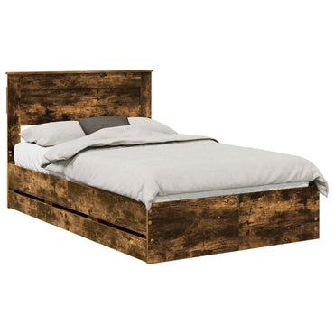 vidaXL Bettrahmen Geräucherte Eiche 135 x 190 cm Ingenieurs Holz