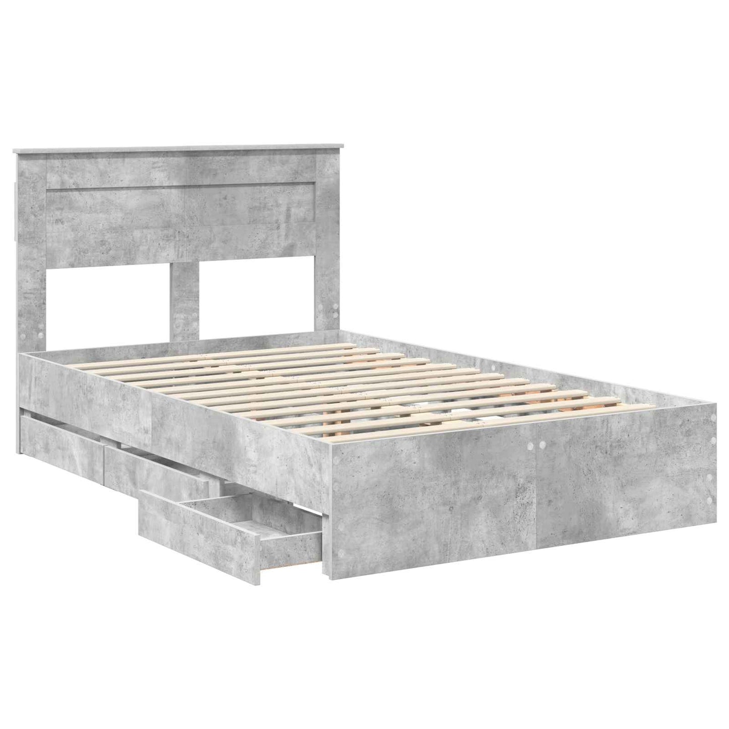 vidaXL Bettrahmen mit Kopfteil Beton Grau 120 x 200 cm Ingenieurs Holz