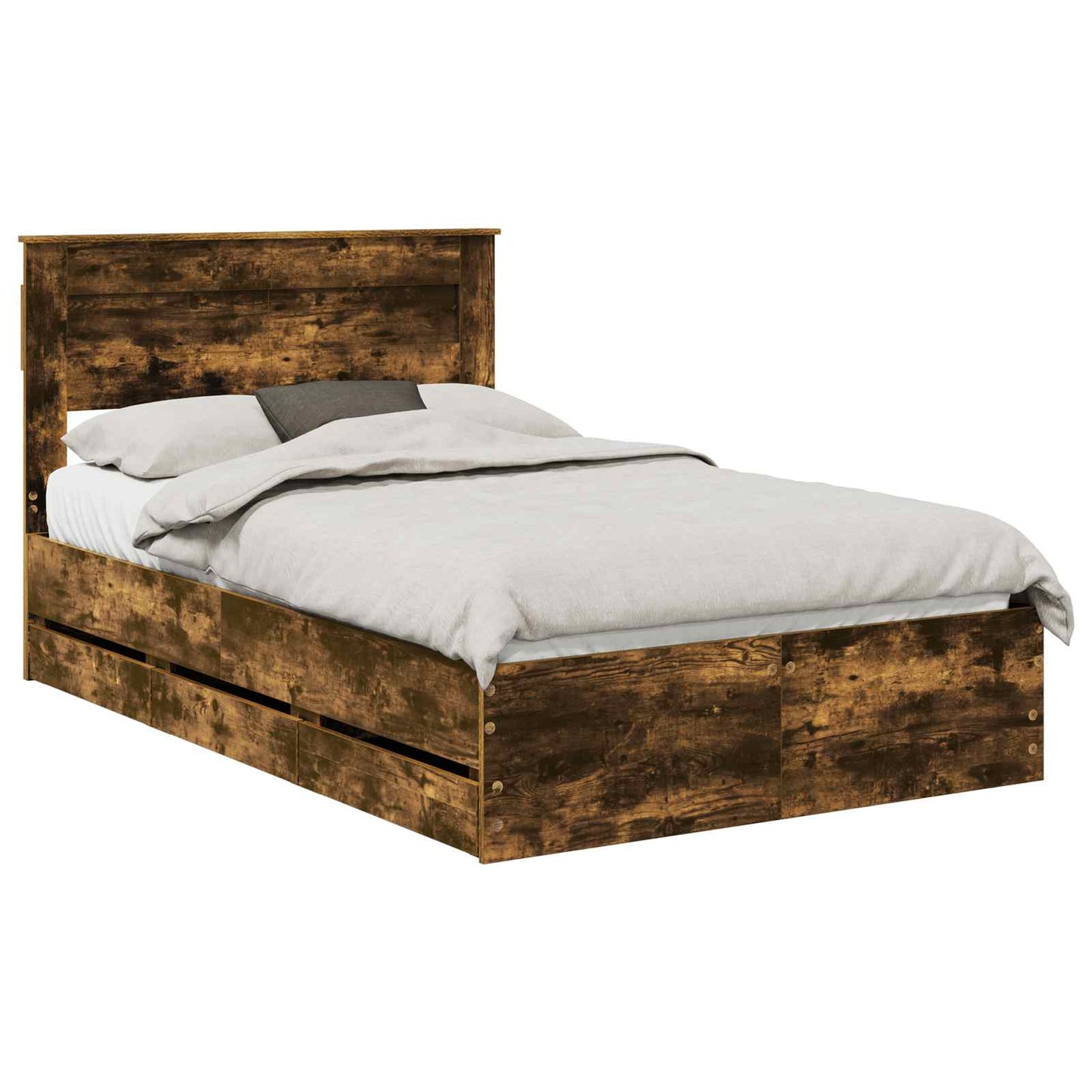 vidaXL Bettrahmen Geräucherte Eiche 120 x 200 cm Ingenieurs Holz