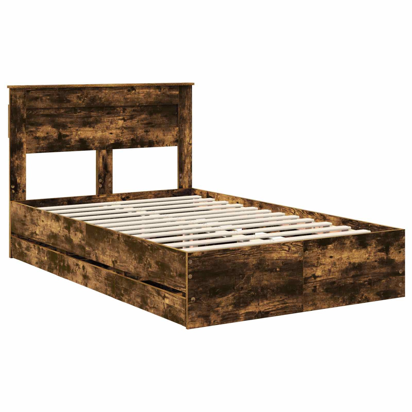 vidaXL Bettrahmen Geräucherte Eiche 120 x 200 cm Ingenieurs Holz