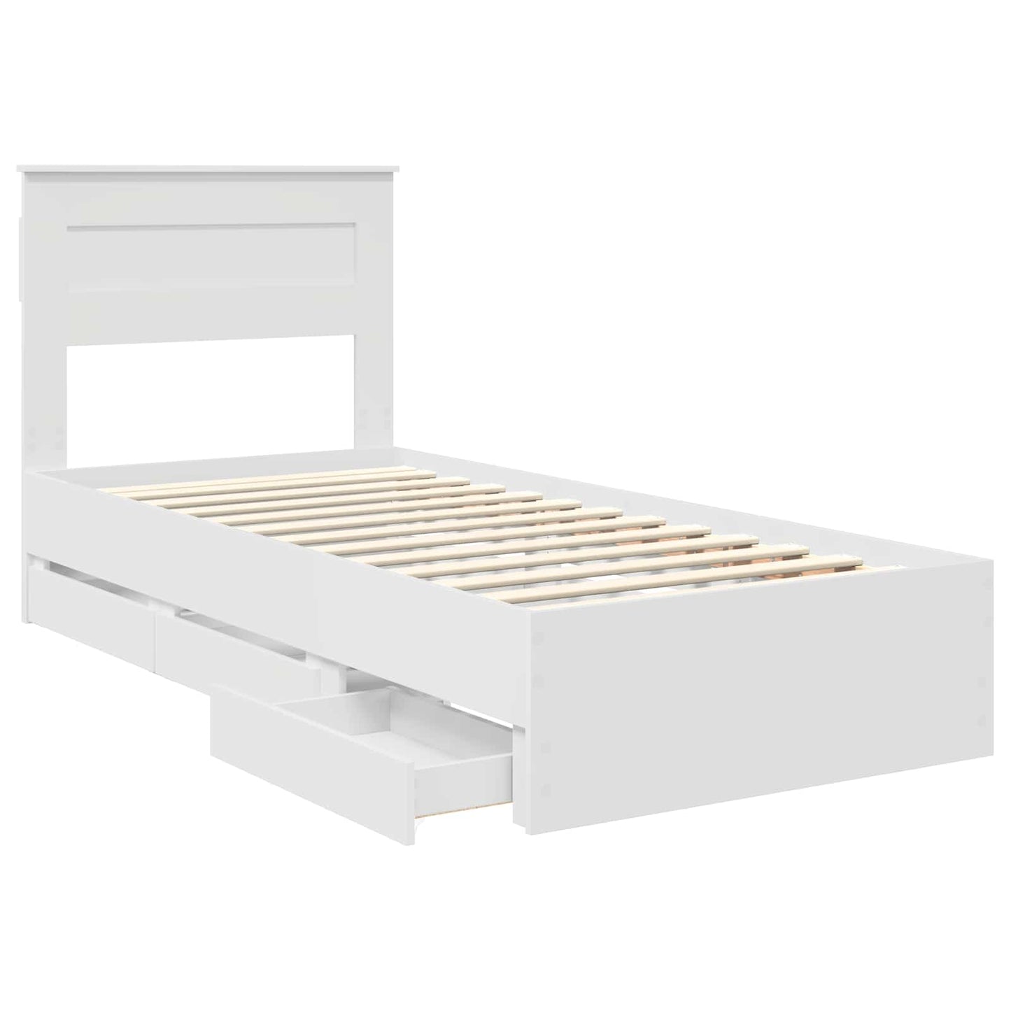 vidaXL Bettrahmen mit Schubladen Weiß 100 x 200 cm Ingenieurs Holz