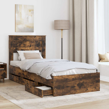 vidaXL Bettrahmen Geräucherte Eiche 100 x 200 cm Ingenieurs Holz