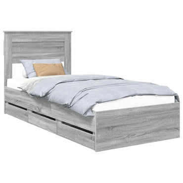vidaXL Bettrahmen Graues Sonoma 100 x 200 cm Ingenieurs Holz