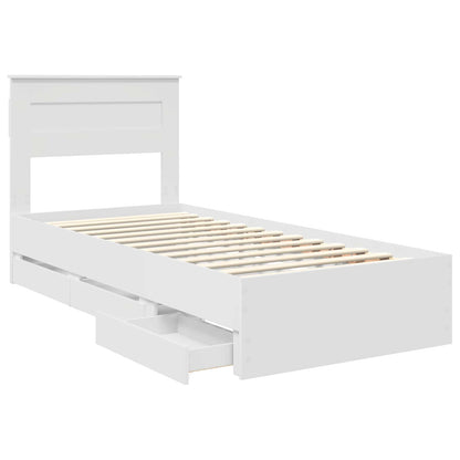 vidaXL Bettrahmen mit Schubladen Weiß 90 x 190 cm Ingenieurs Holz