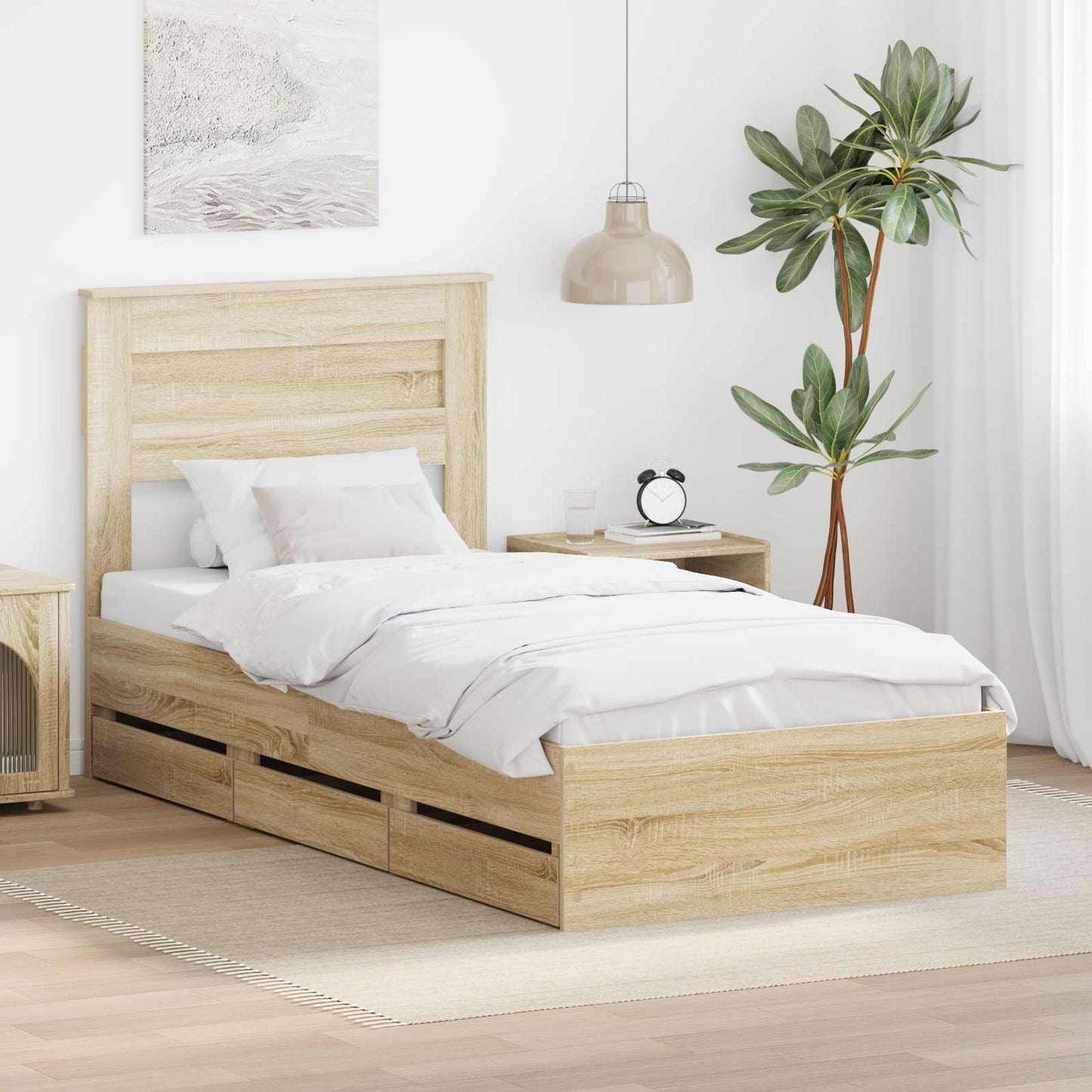 vidaXL Bettrahmen Sonoma-Eiche 90 x 190 cm Ingenieurs Holz