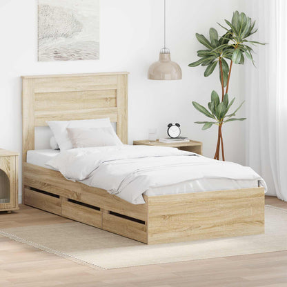 vidaXL Bettrahmen Sonoma-Eiche 90 x 190 cm Ingenieurs Holz