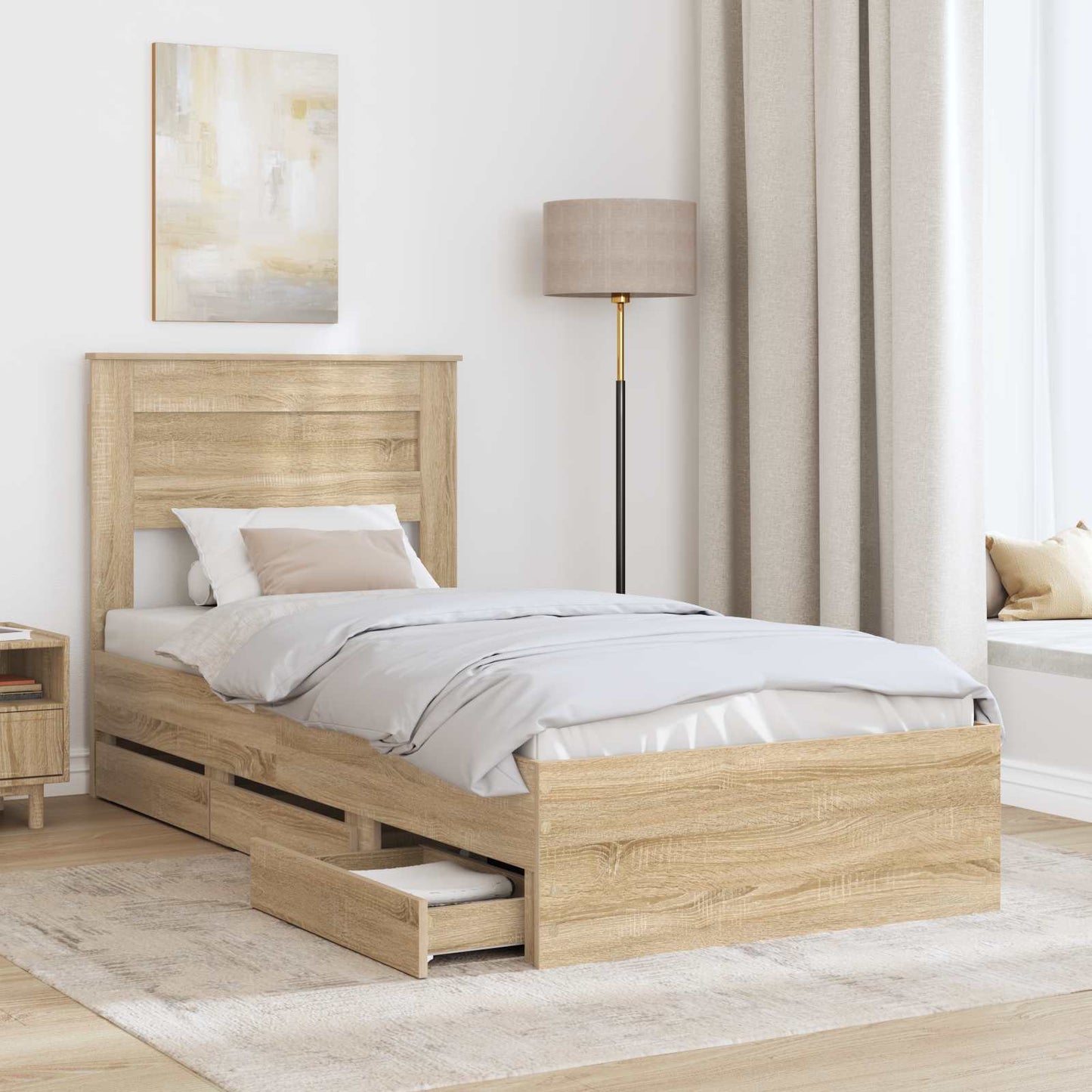 vidaXL Bettrahmen Sonoma-Eiche 90 x 190 cm Ingenieurs Holz