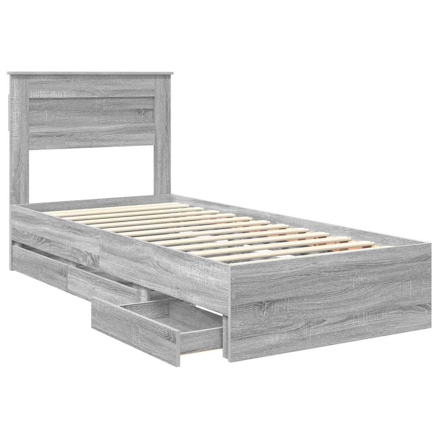 vidaXL Bettrahmen Graues Sonoma 90 x 190 cm Ingenieurs Holz