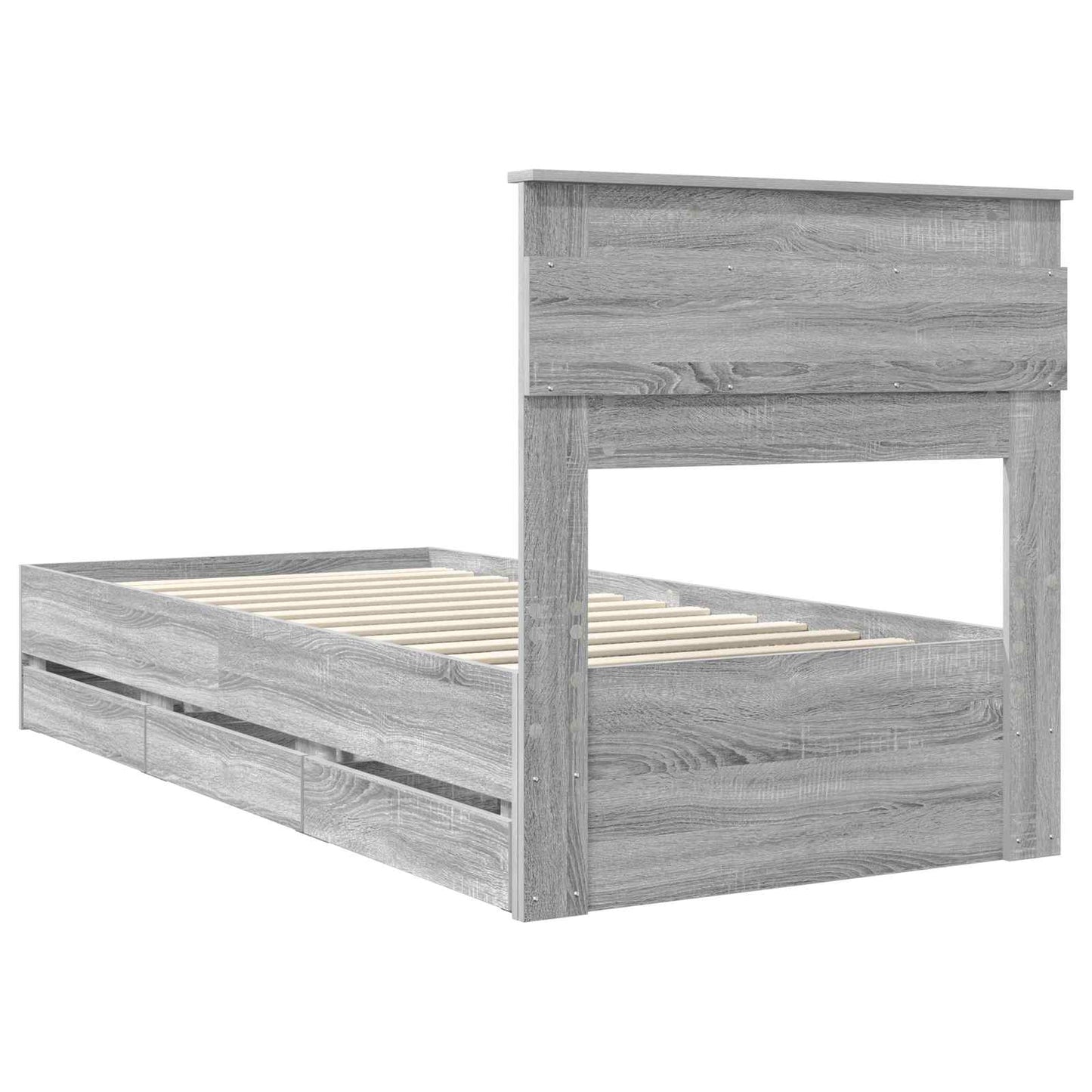 vidaXL Bettrahmen Graues Sonoma 90 x 190 cm Ingenieurs Holz