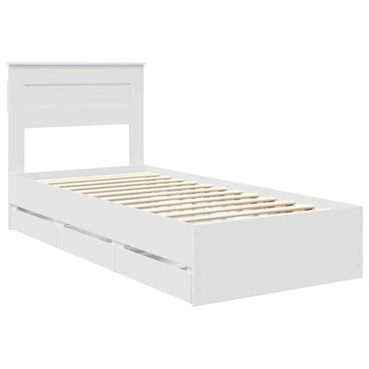 vidaXL Bettrahmen mit Schubladen Weiß 90 x 200 cm Ingenieurs Holz