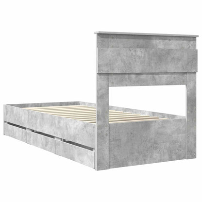 vidaXL Bettrahmen mit Kopfteil Beton Grau 90 x 200 cm Ingenieurs Holz