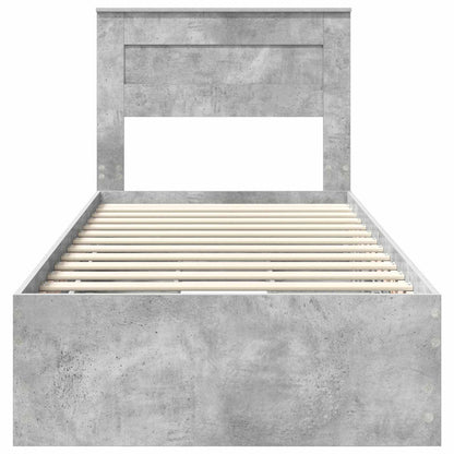 vidaXL Bettrahmen mit Kopfteil Beton Grau 90 x 200 cm Ingenieurs Holz