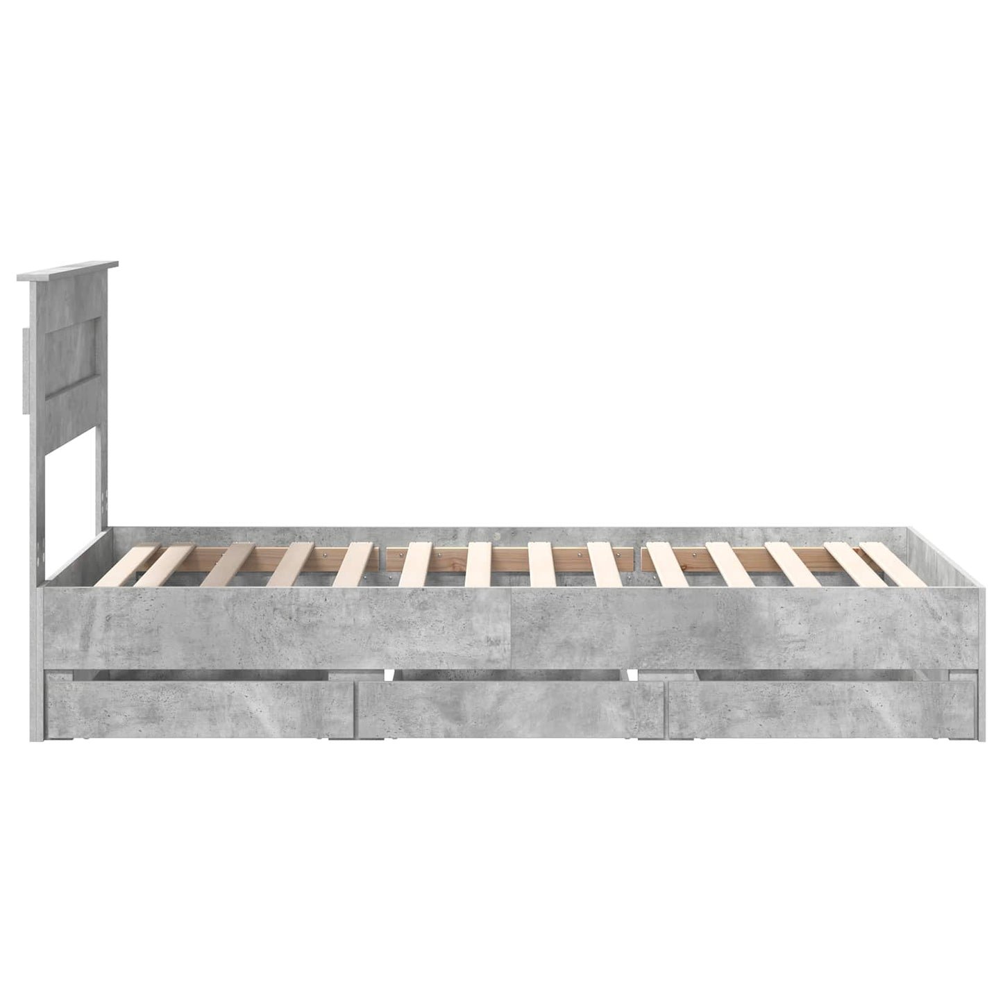 vidaXL Bettrahmen mit Kopfteil Beton Grau 90 x 200 cm Ingenieurs Holz