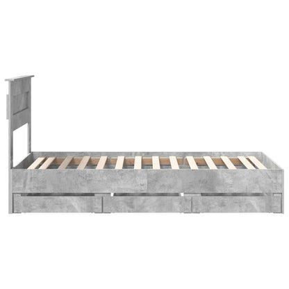 vidaXL Bettrahmen mit Kopfteil Beton Grau 90 x 200 cm Ingenieurs Holz