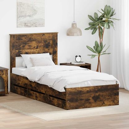 vidaXL Bettrahmen Geräucherte Eiche 90 x 200 cm Ingenieurs Holz