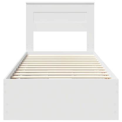Bettrahmen mit Schubladen Weiß 75 x 190 cm Ingenieurs Holz